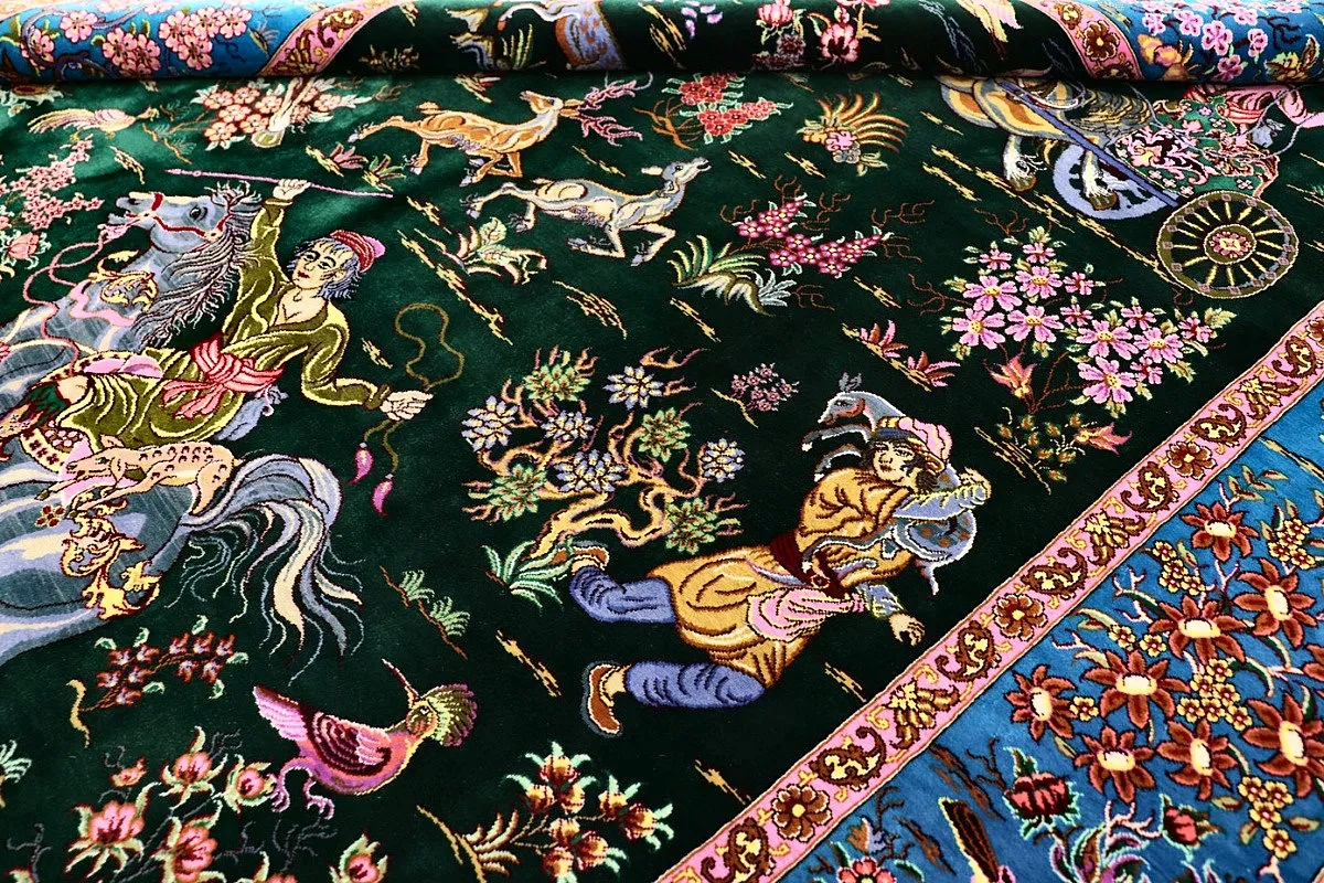 118125-09 Qom Persian Rug — hand-knotted, 204 × 136 cm, Silk