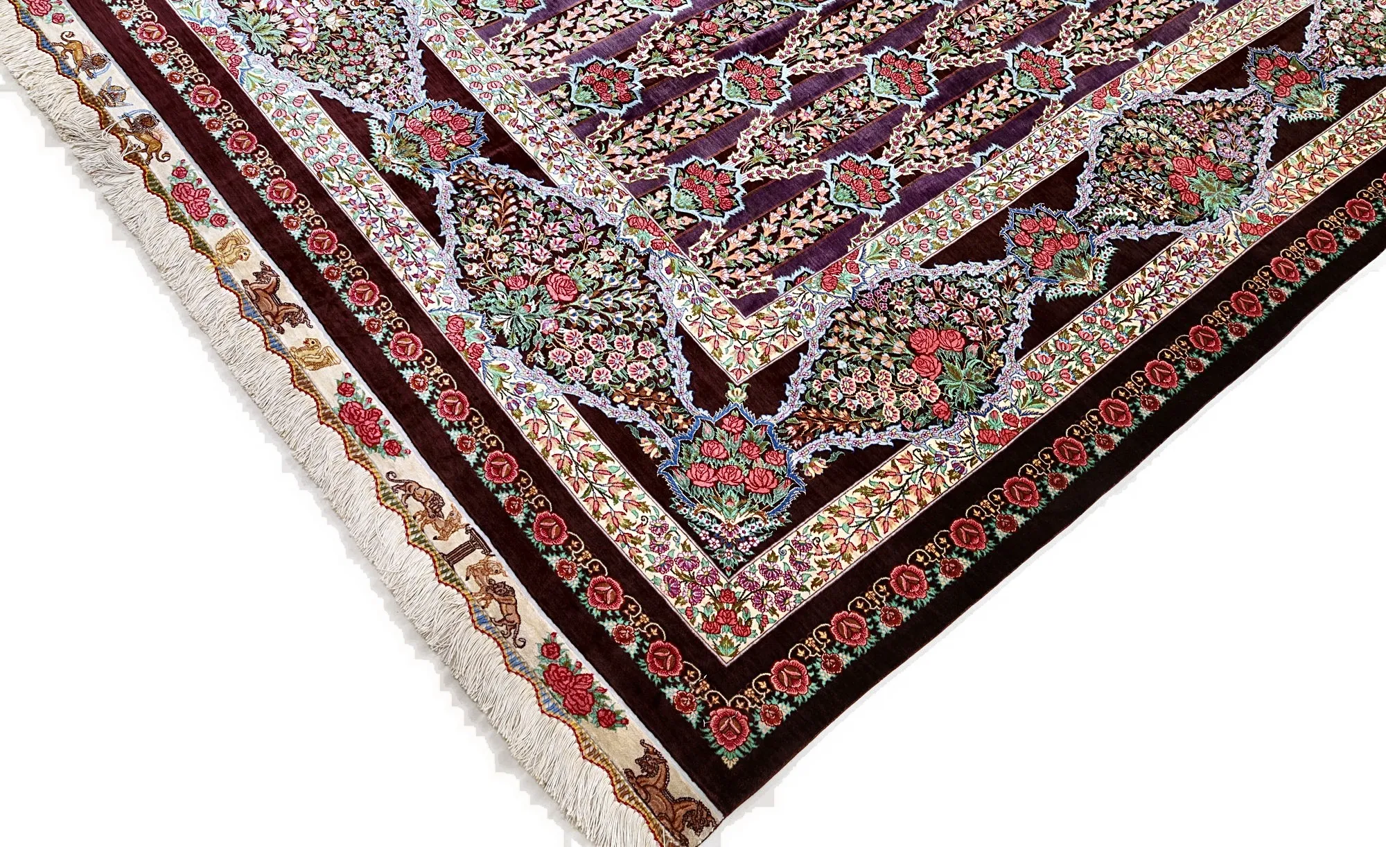 118129-02 Qom Persian Rug — hand-knotted, 347 × 247 cm, Silk
