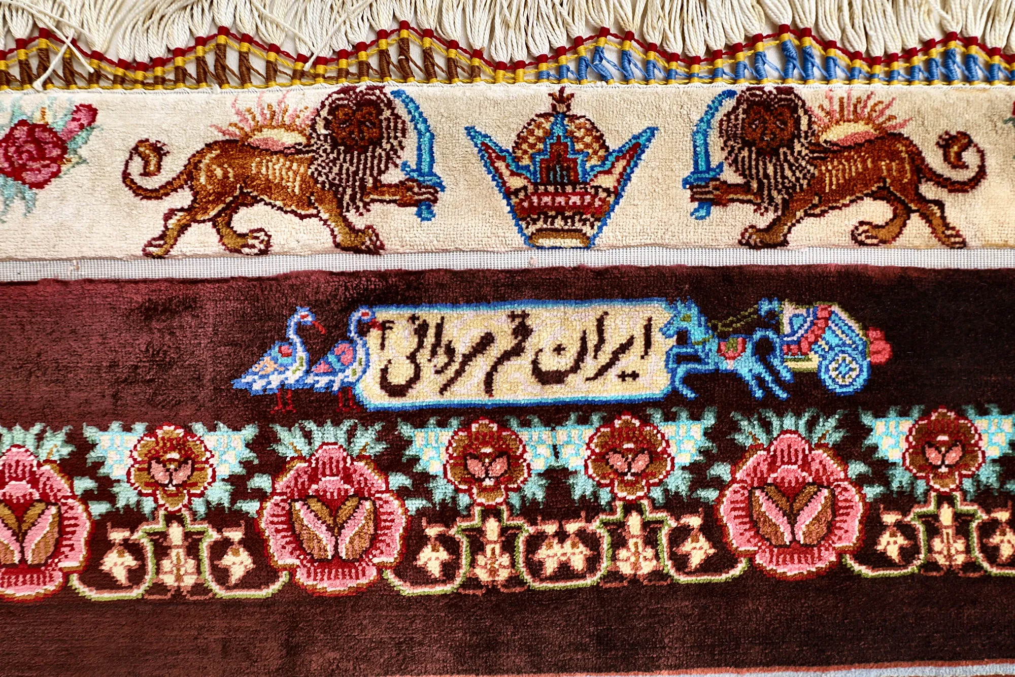 118129-05 Qom Persian Rug — hand-knotted, 347 × 247 cm, Silk