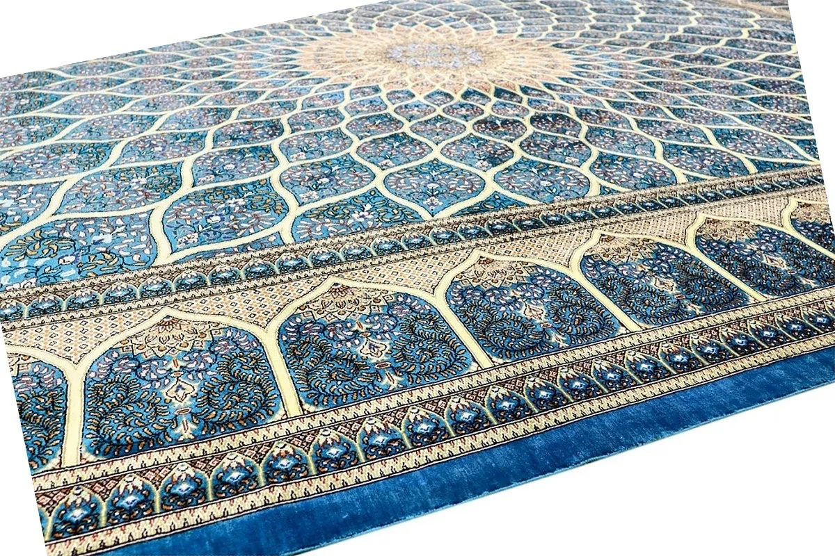 Qom Persian Rug — hand-knotted, 353 × 245 cm, Silk