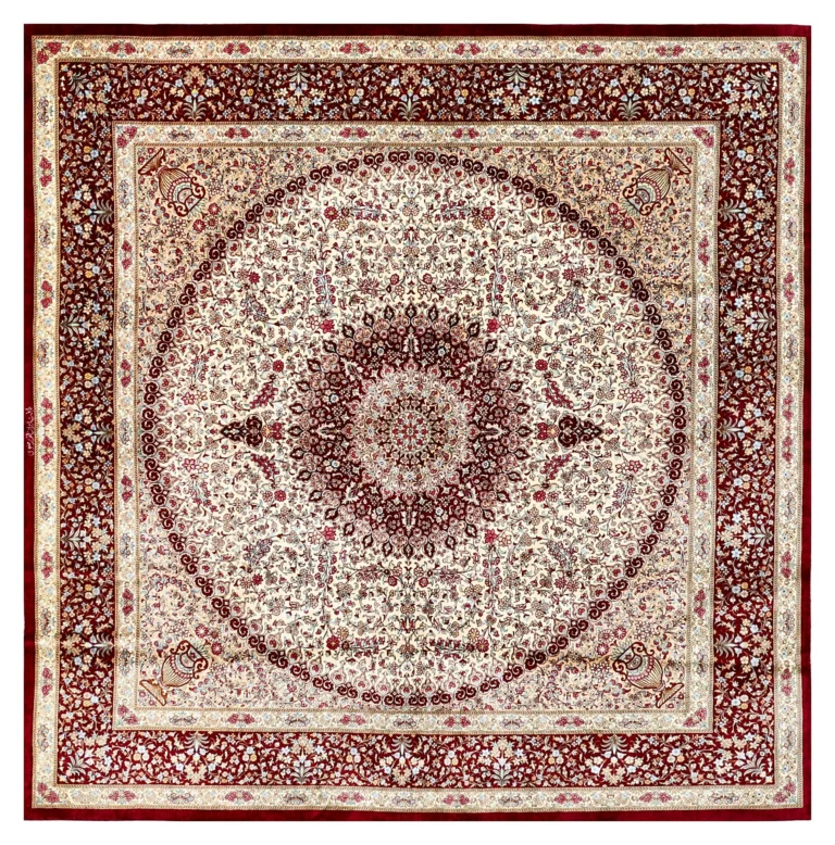 Hand-Knotted Silk Qom Persian Rug, 193 × 193 cm