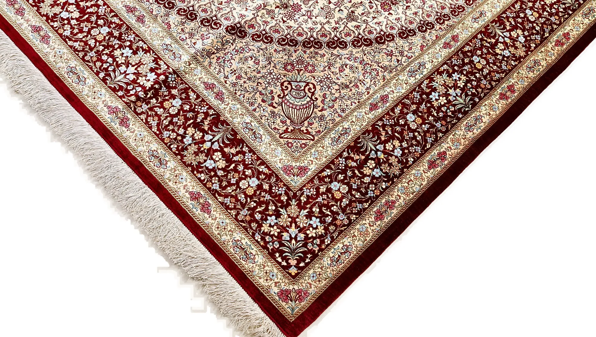 118133-01 Hand-Knotted Silk Qom Persian Rug, 193 × 193 cm