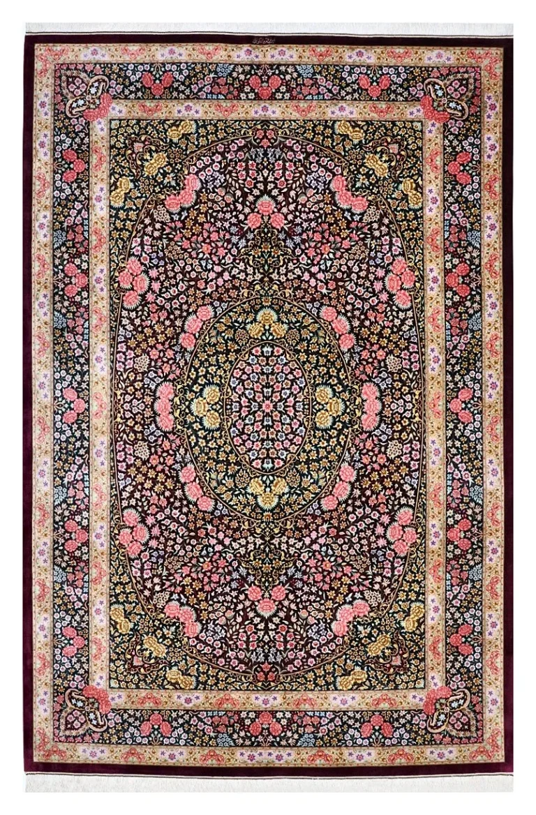 Qom Persian Rug 297 × 200 cm, Silk, hand-knotted