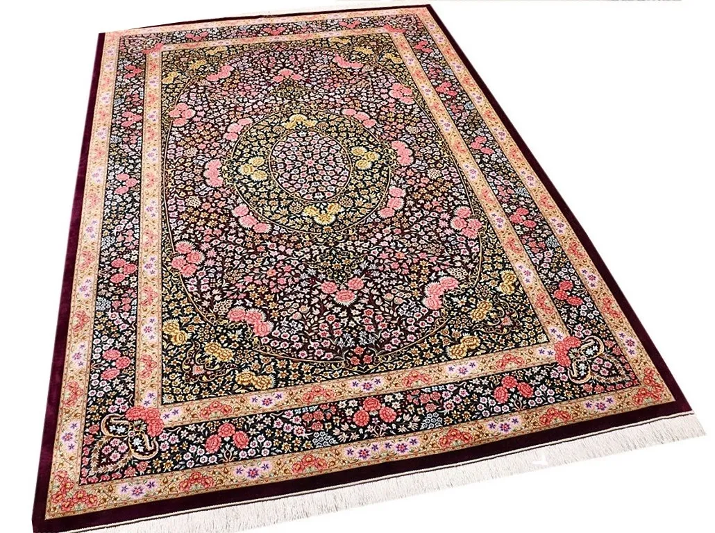 Qom Persian Rug 297 × 200 cm, Silk, hand-knotted