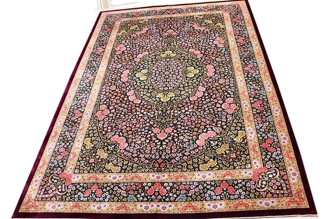 Qom Persian Rug 297 × 200 cm, Silk, hand-knotted