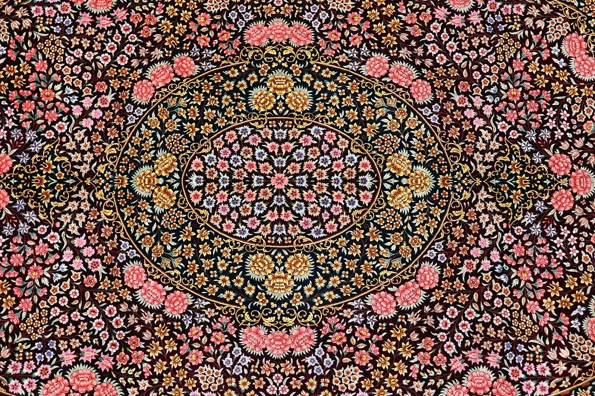 Qom Persian Rug 297 × 200 cm, Silk, hand-knotted