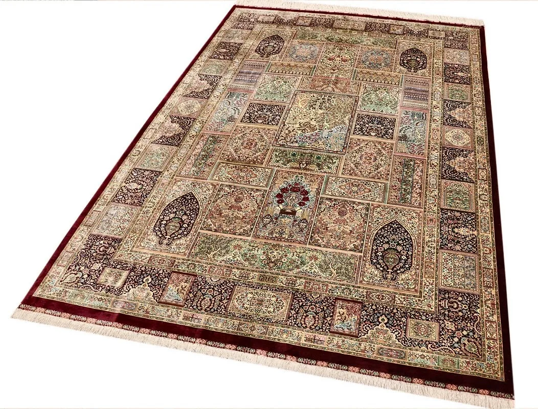 Hand-Knotted Silk Qom Persian Rug, 300 × 200 cm