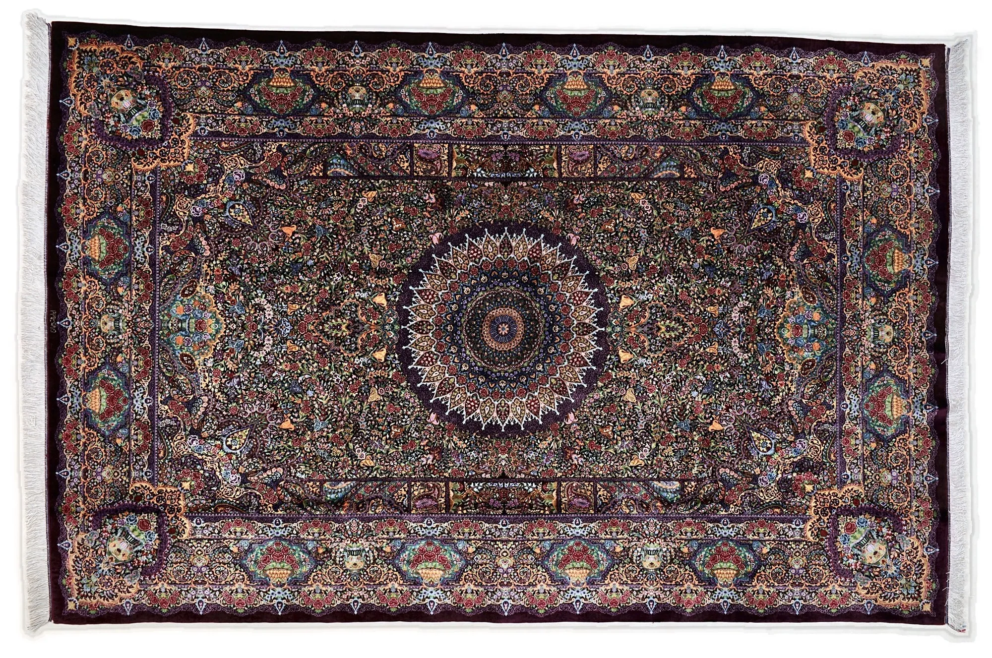 118143-01 Qom Persian Rug — hand-knotted, 298 × 193 cm, Silk