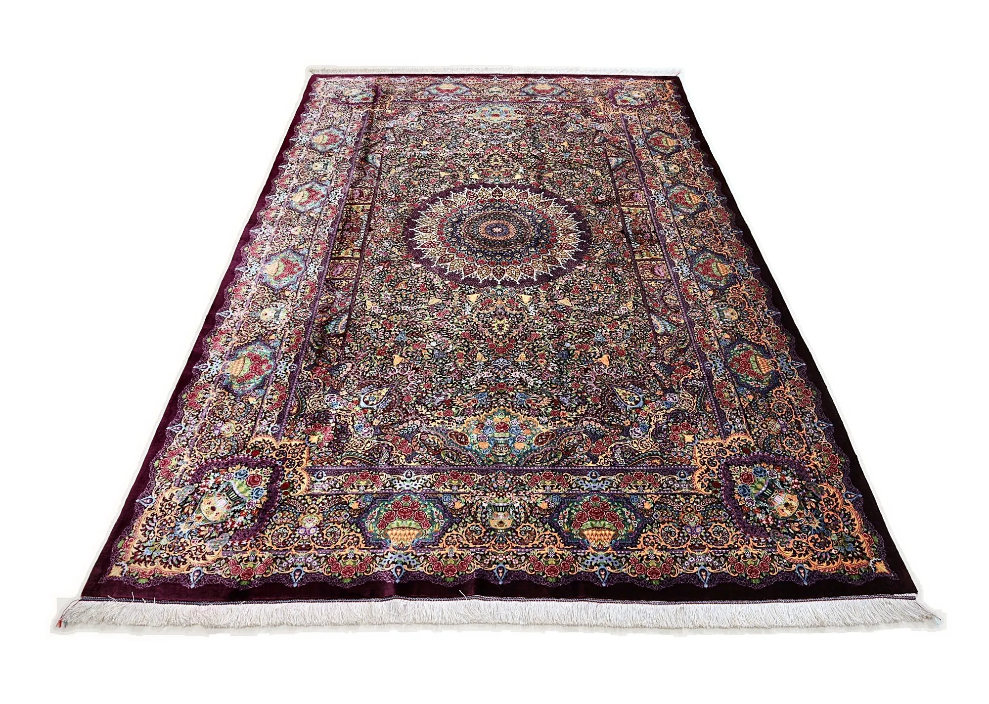 118143-02 Qom Persian Rug — hand-knotted, 298 × 193 cm, Silk