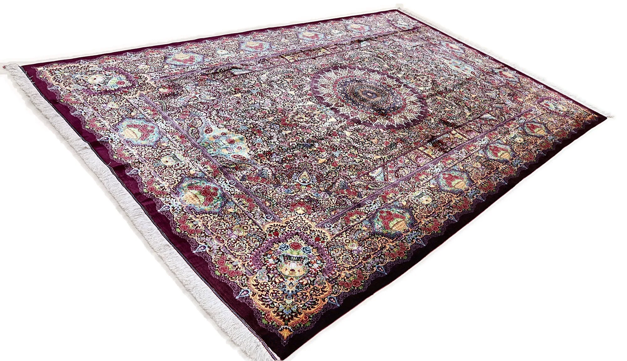 118143-04 Qom Persian Rug — hand-knotted, 298 × 193 cm, Silk