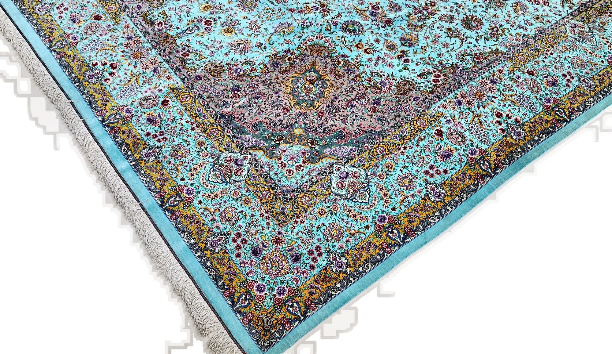 Qom Persian Rug — hand-knotted, 300 × 195 cm, Silk