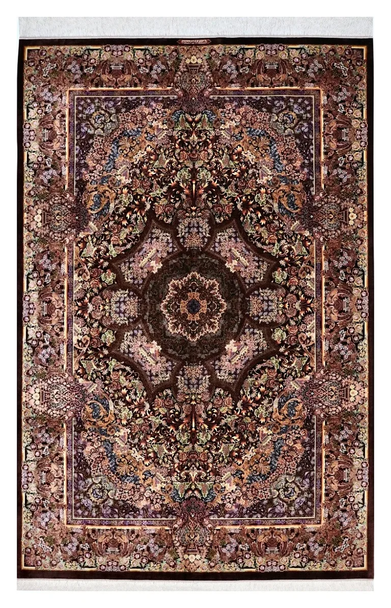 Hand-Knotted Silk Qom Persian Rug, 305 × 205 cm