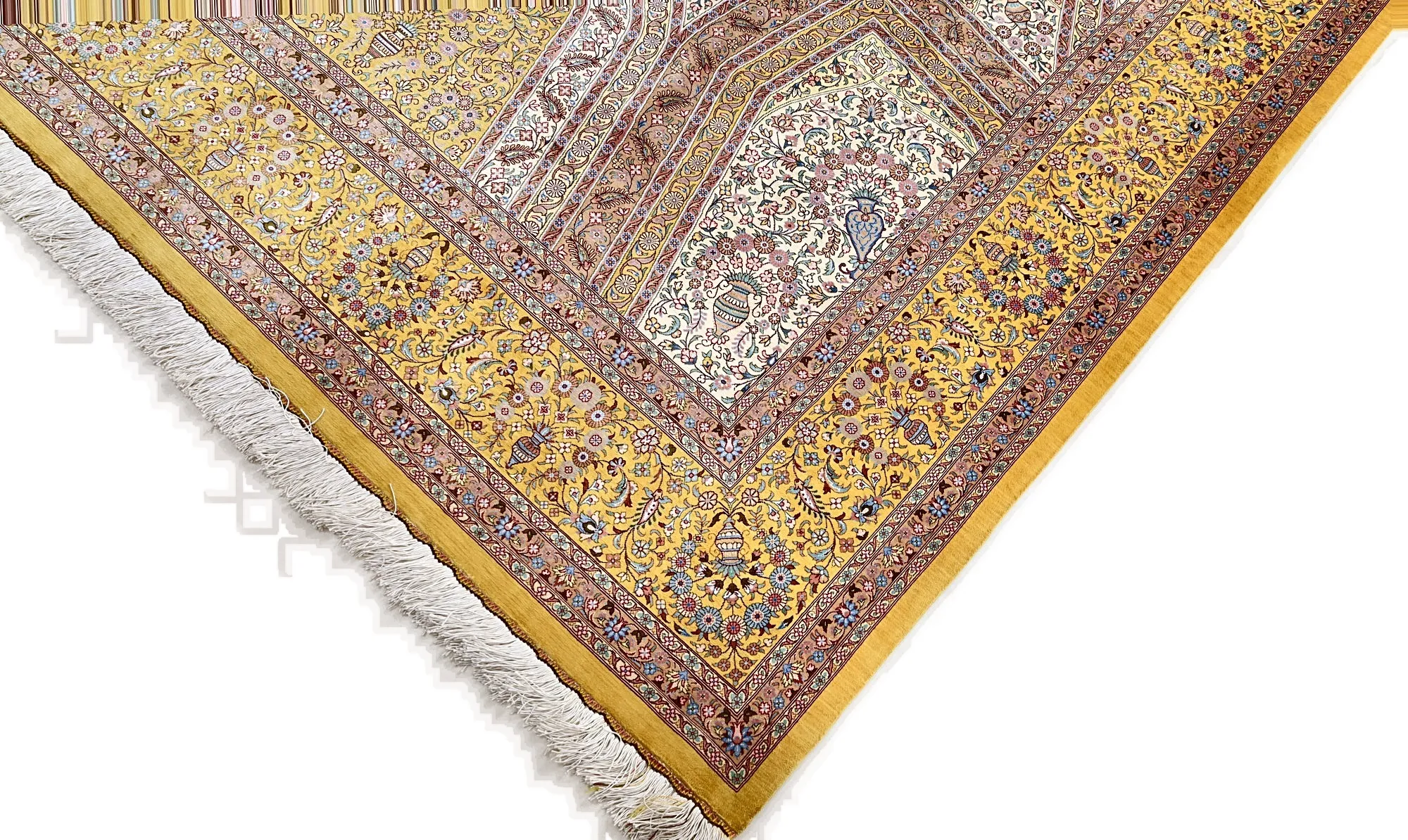 Hand-Knotted Silk Qom Persian Rug, 315 × 200 cm