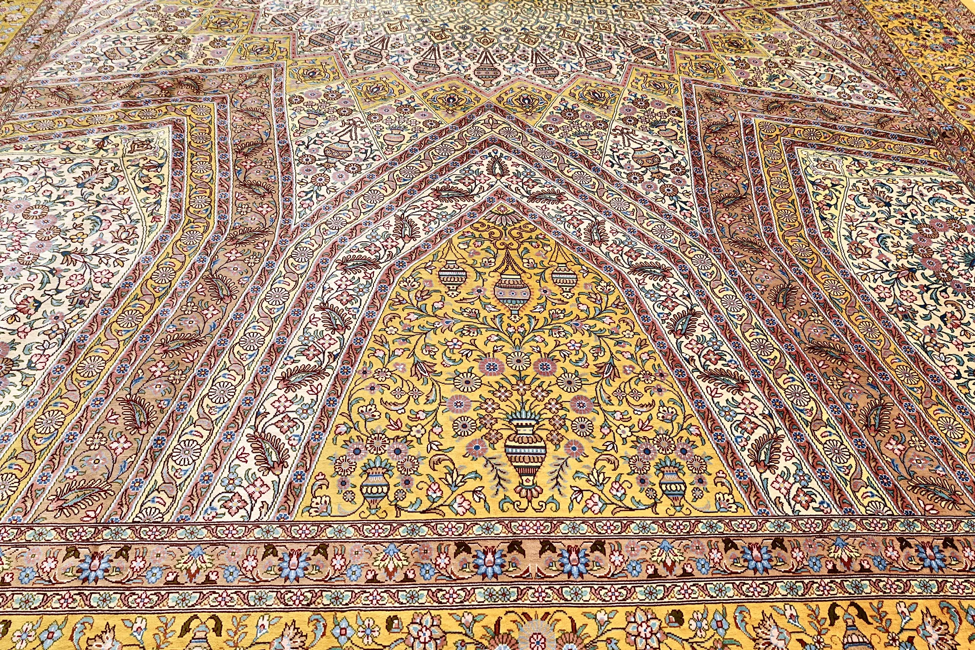 Hand-Knotted Silk Qom Persian Rug, 315 × 200 cm