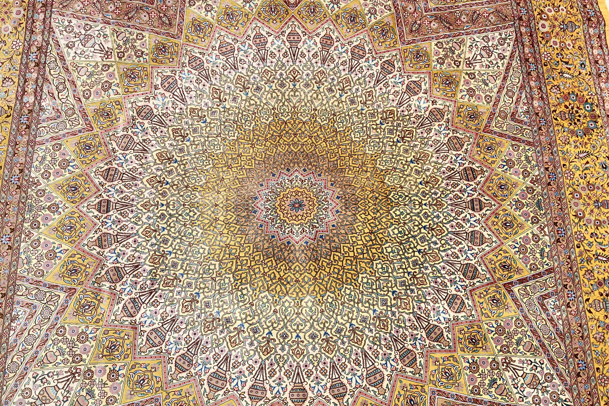Hand-Knotted Silk Qom Persian Rug, 315 × 200 cm