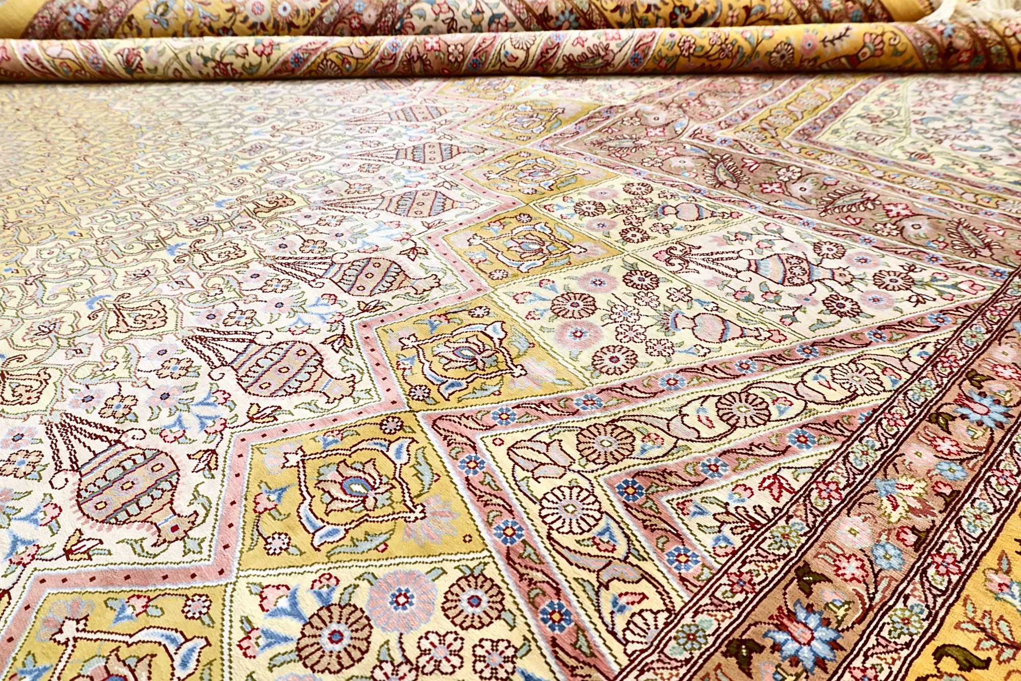 Hand-Knotted Silk Qom Persian Rug, 315 × 200 cm