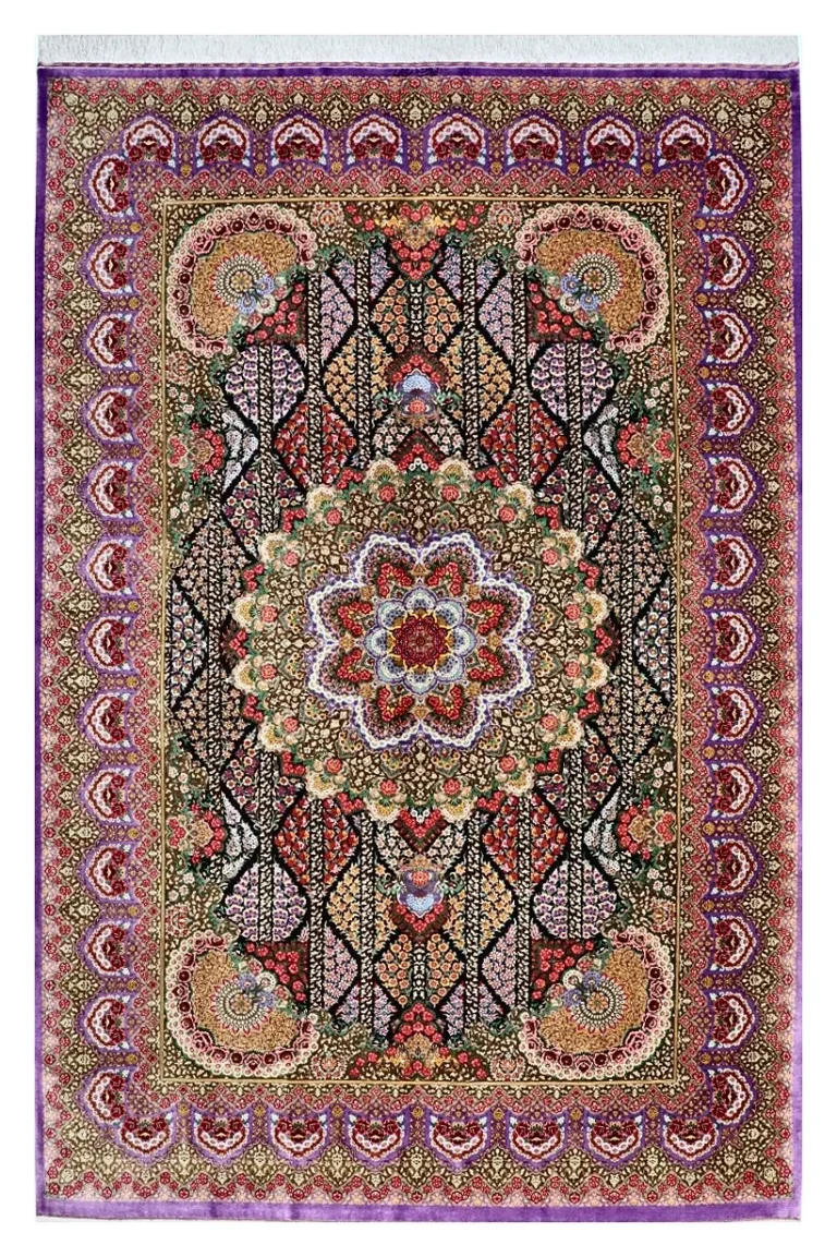Qom Persian Rug — hand-knotted, 295 × 200 cm, Silk