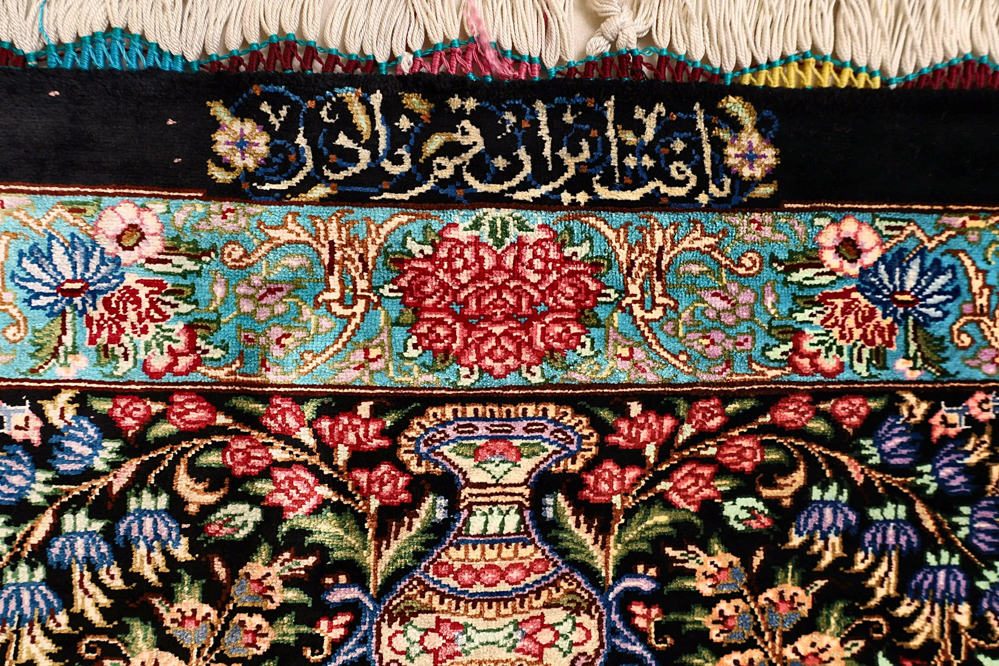 Hand-Knotted Silk Qom Persian Rug, 300 × 200 cm