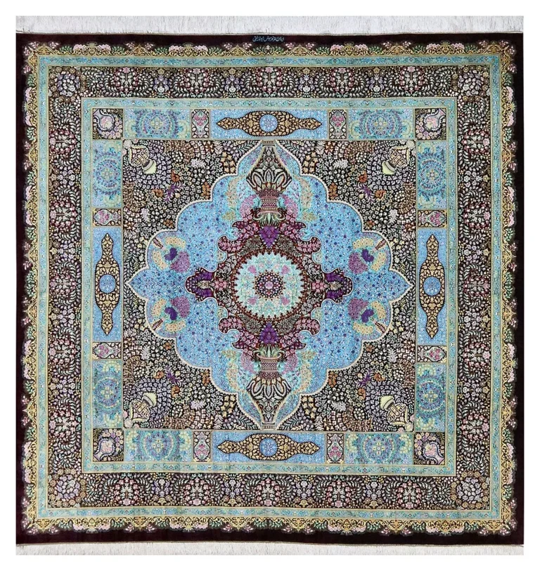Qom Persian Rug 250 × 250 cm, Silk, hand-knotted