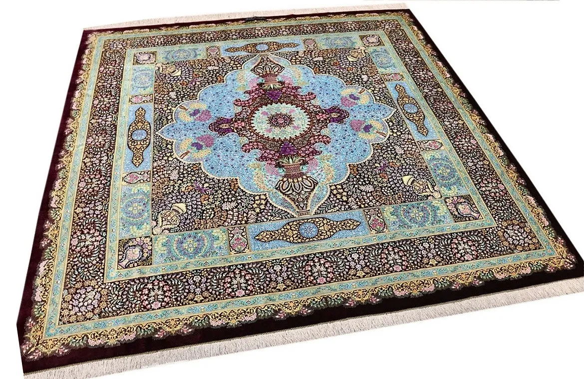 Qom Persian Rug 250 × 250 cm, Silk, hand-knotted