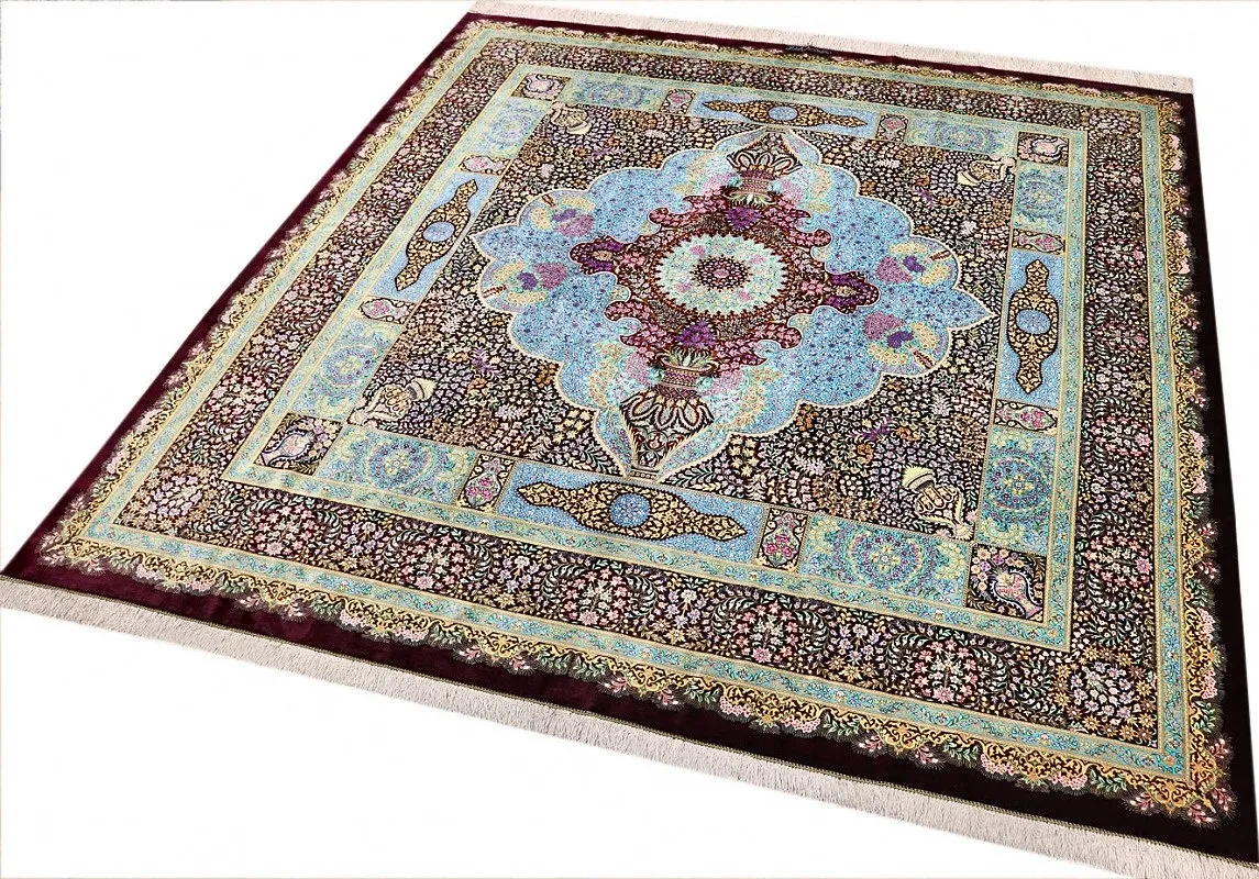 Qom Persian Rug 250 × 250 cm, Silk, hand-knotted