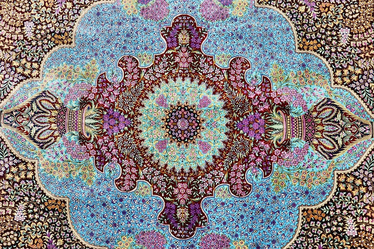 Qom Persian Rug 250 × 250 cm, Silk, hand-knotted