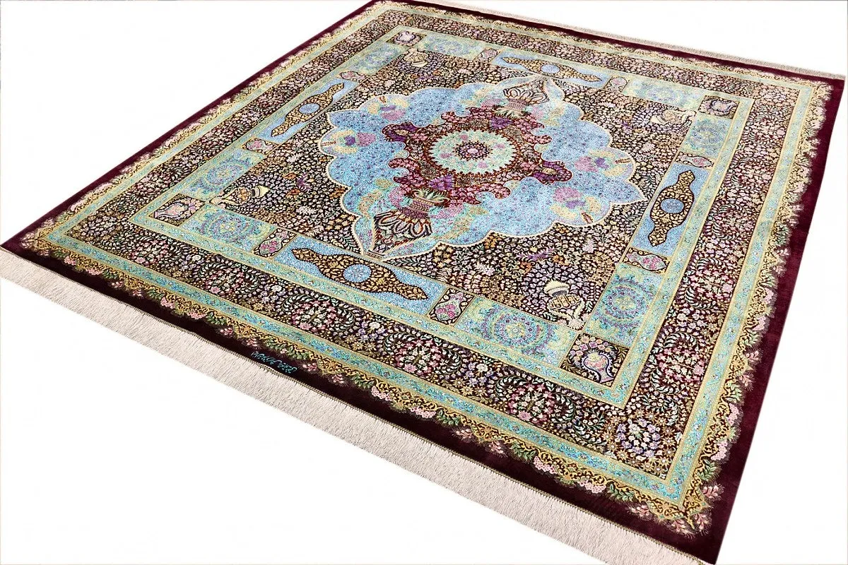 Qom Persian Rug 250 × 250 cm, Silk, hand-knotted