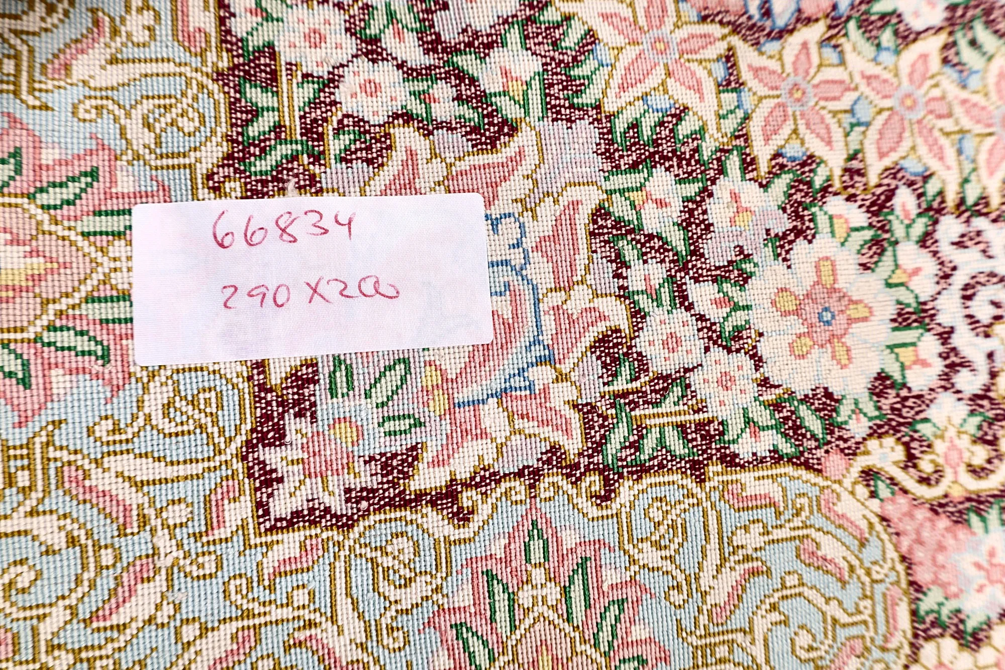 118153-02 Hand-Knotted Silk Qom Persian Rug, 260 × 200 cm