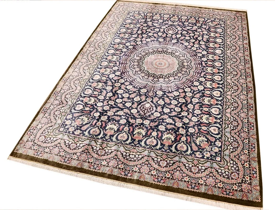 118153-03 Hand-Knotted Silk Qom Persian Rug, 260 × 200 cm