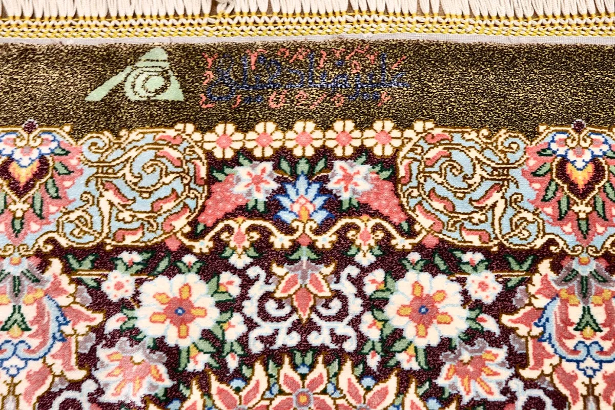 118153-04 Hand-Knotted Silk Qom Persian Rug, 260 × 200 cm