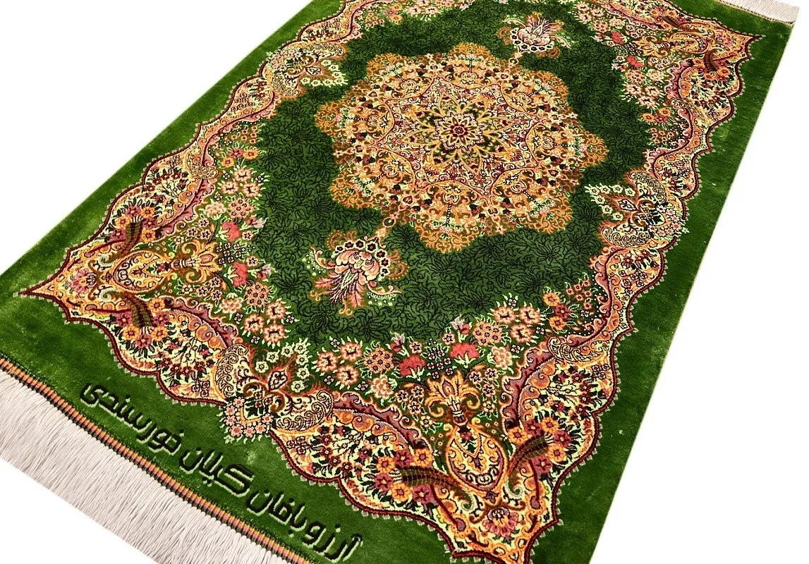 Persian Rug 97 × 64 cm, Silk, hand-knotted