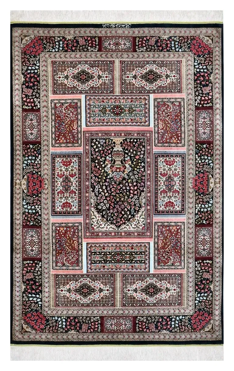 Qom Persian Rug 150 × 100 cm, Silk, hand-knotted