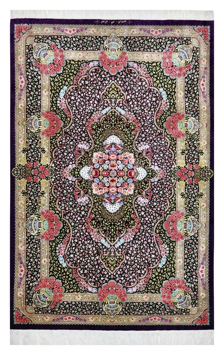 Qom Persian Rug 156 × 100 cm, Silk, hand-knotted