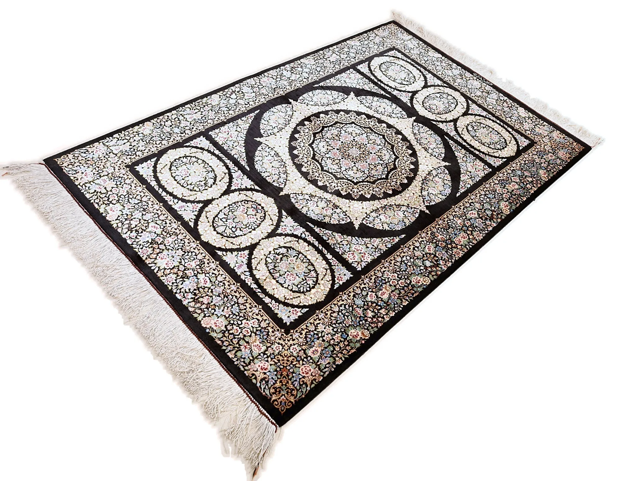 Qom Persian Rug 150 × 98 cm, Silk, hand-knotted