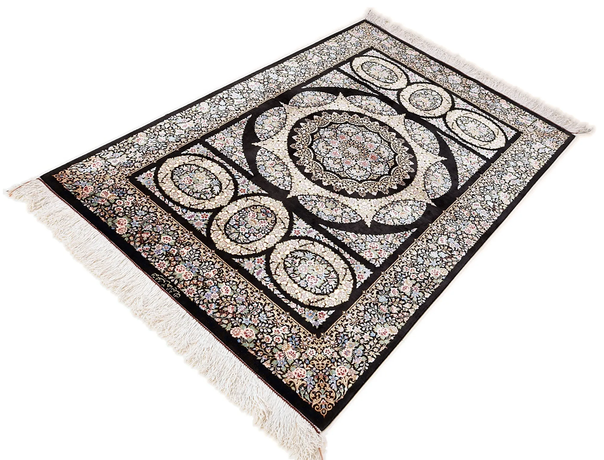 Qom Persian Rug 150 × 98 cm, Silk, hand-knotted