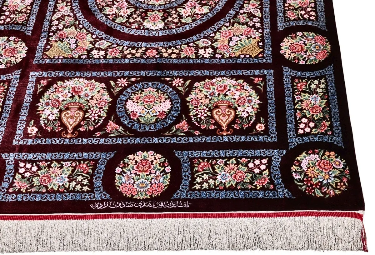 Qom Persian Rug — hand-knotted, 153 × 98 cm, Silk