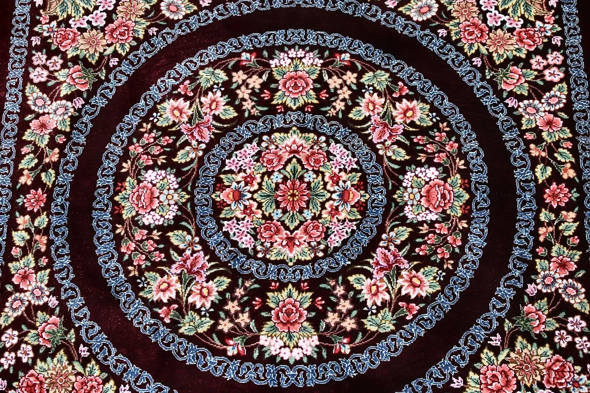 Qom Persian Rug — hand-knotted, 153 × 98 cm, Silk