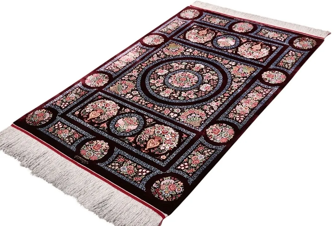 Qom Persian Rug — hand-knotted, 153 × 98 cm, Silk