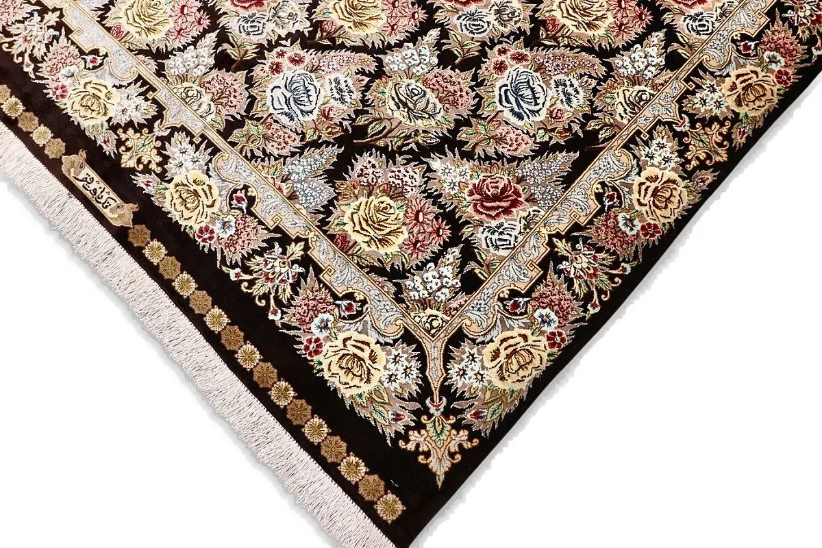 Hand-Knotted Silk Qom Persian Rug, 160 × 98 cm