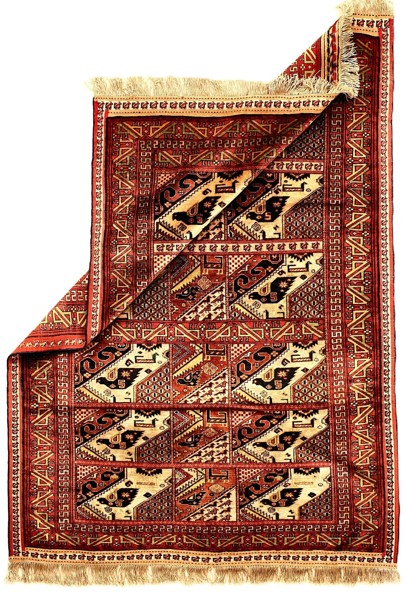 Hand-Knotted Silk Persian Rug, 146 × 103 cm