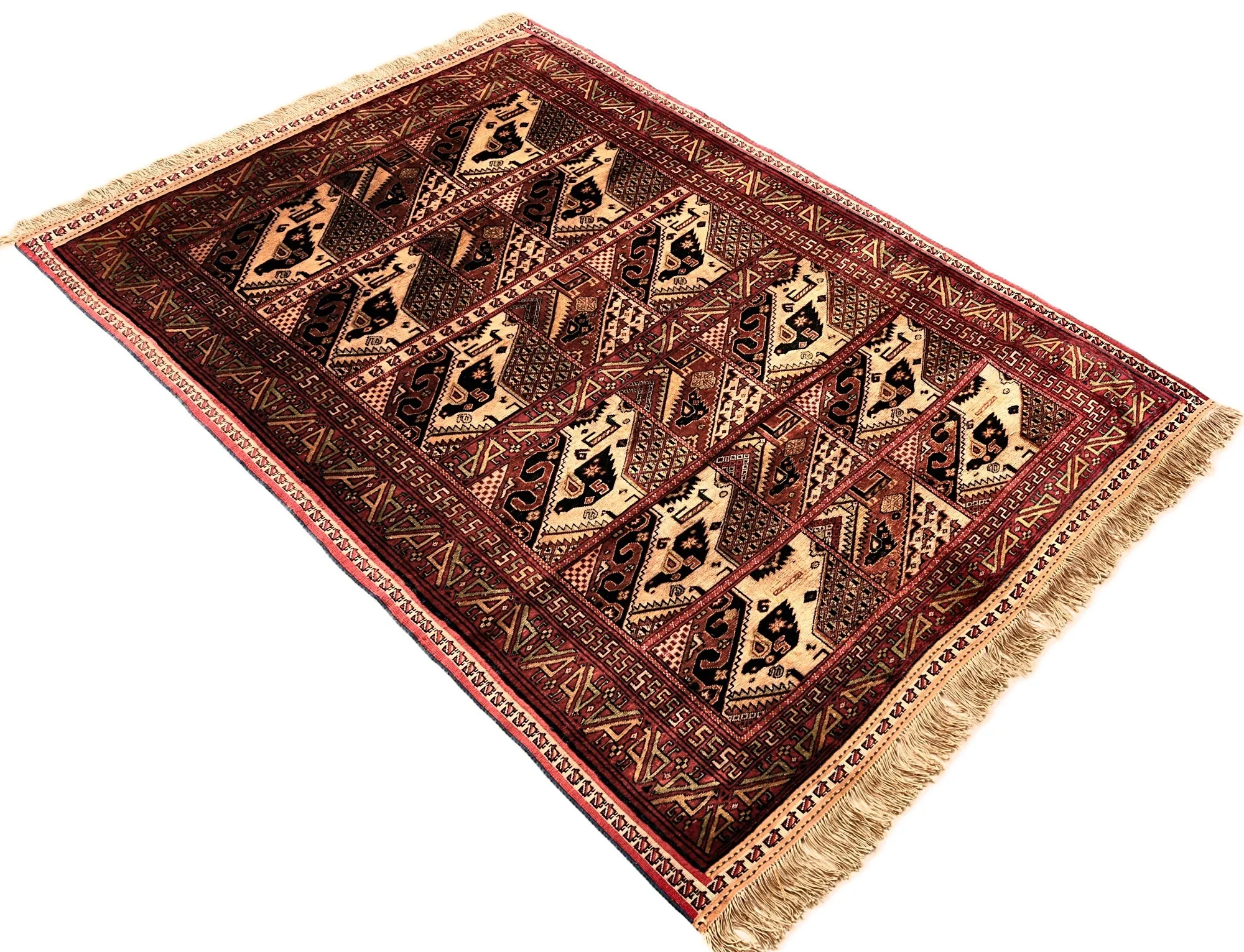 Hand-Knotted Silk Persian Rug, 146 × 103 cm