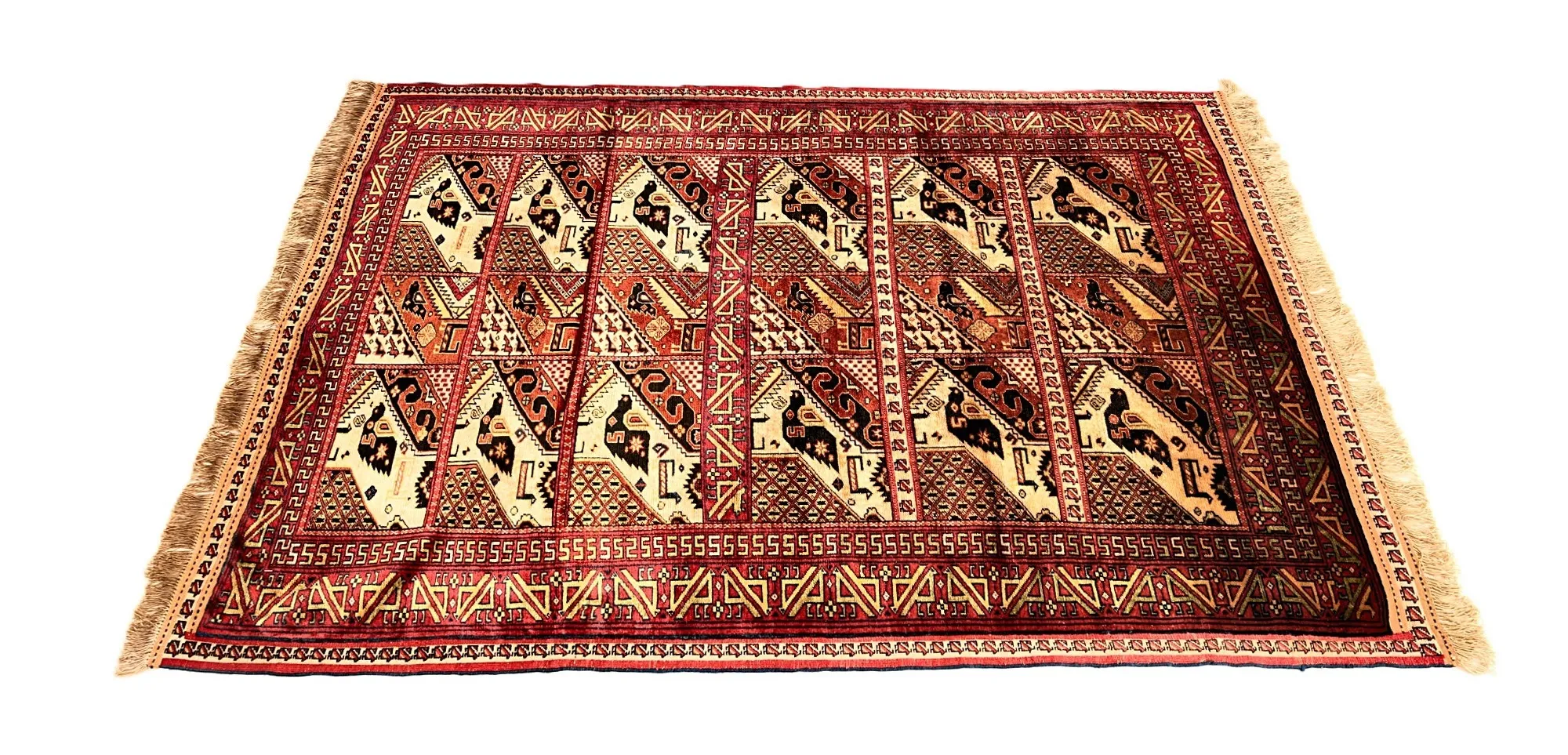 Hand-Knotted Silk Persian Rug, 146 × 103 cm