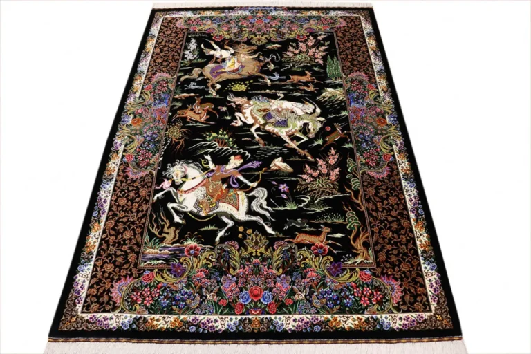 Qom Persian Rug — hand-knotted, 200 × 137 cm, Silk