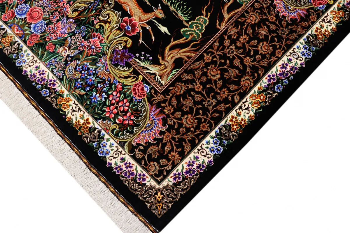 Qom Persian Rug — hand-knotted, 200 × 137 cm, Silk