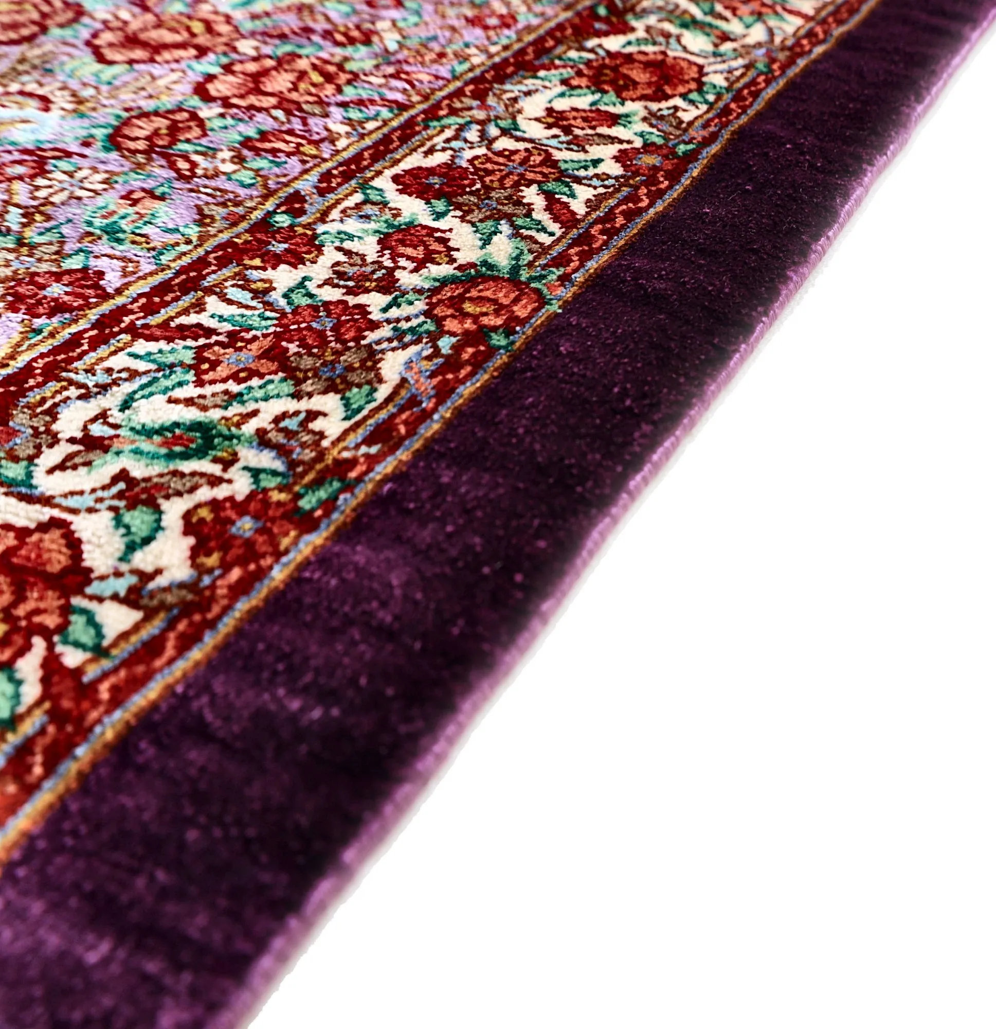 Qom Persian Rug — hand-knotted, 197 × 130 cm, Silk
