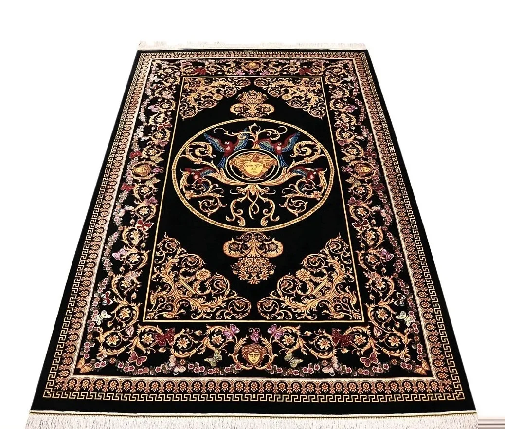 Hand-Knotted Silk Qom Persian Rug, 204 × 131 cm