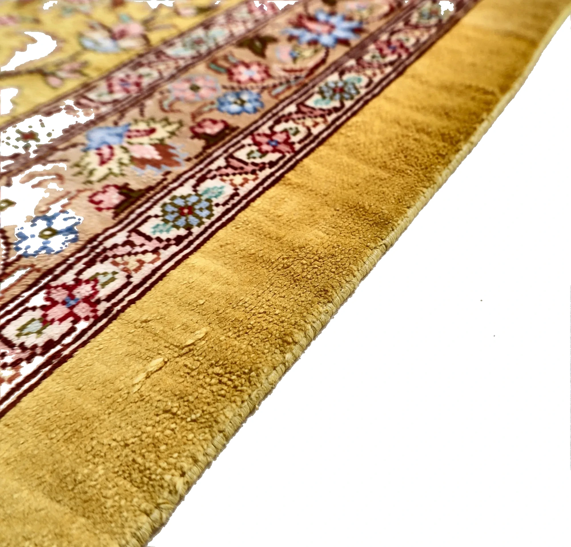 Hand-Knotted Silk Qom Persian Rug, 315 × 200 cm