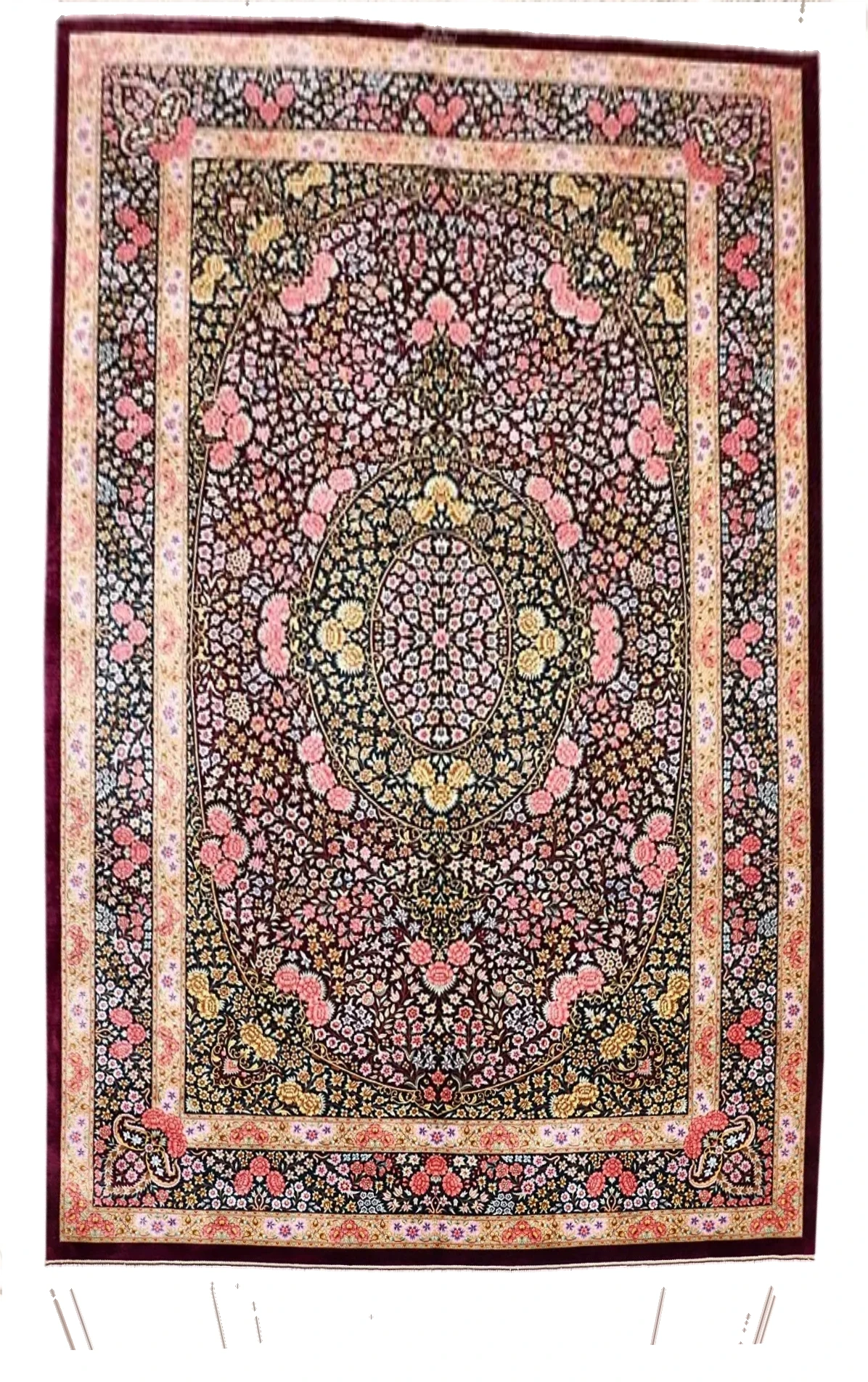 Qom Persian Rug 297 × 200 cm, Silk, hand-knotted