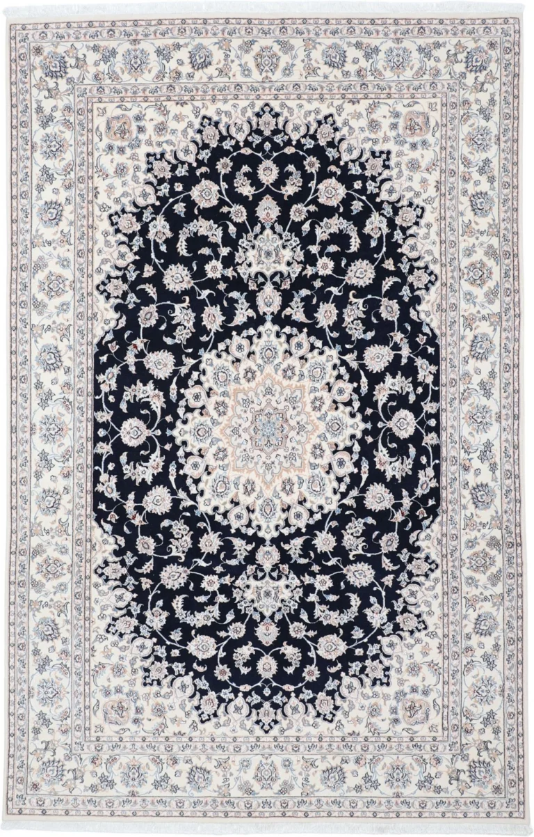 Hand-Knotted Wool & Silk Nain Persian Rug, 200 × 310 cm
