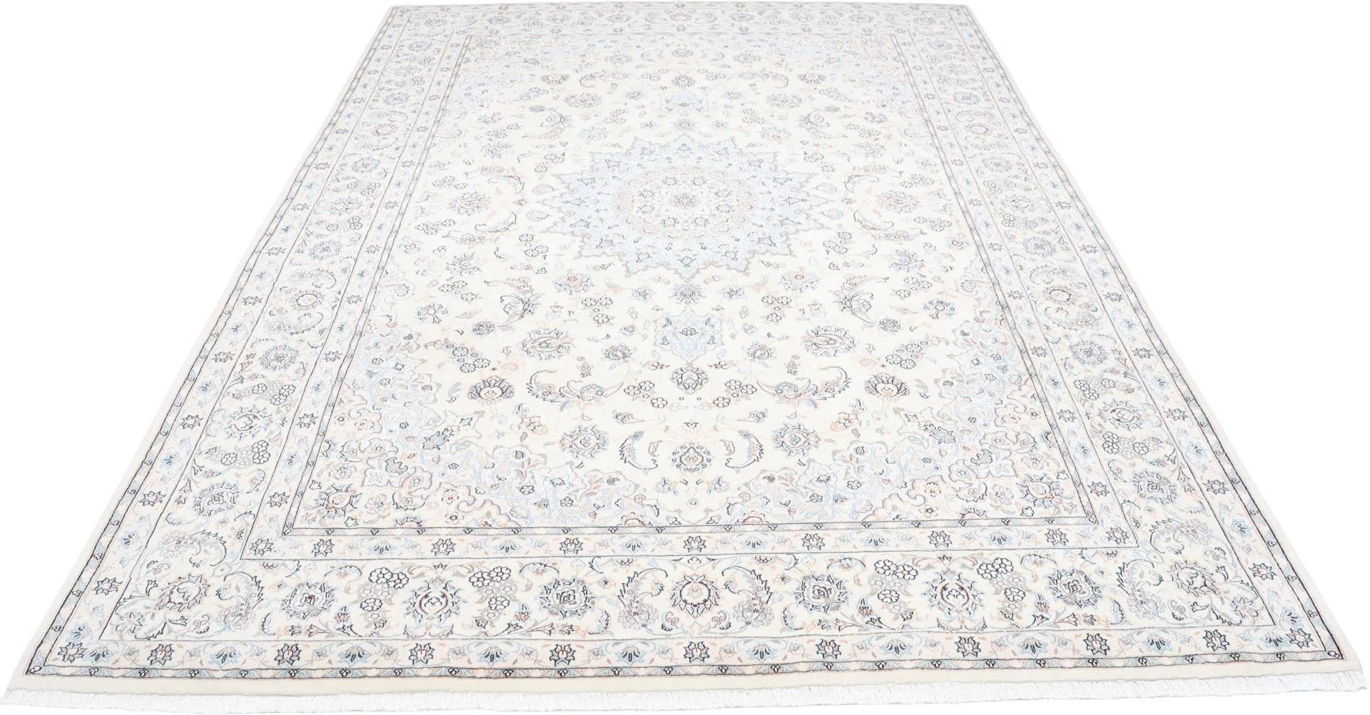 Hand-Knotted Wool & Silk Nain Persian Rug, 247 × 350 cm